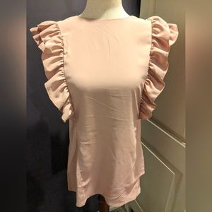 Ruffle blouse tie back in blush